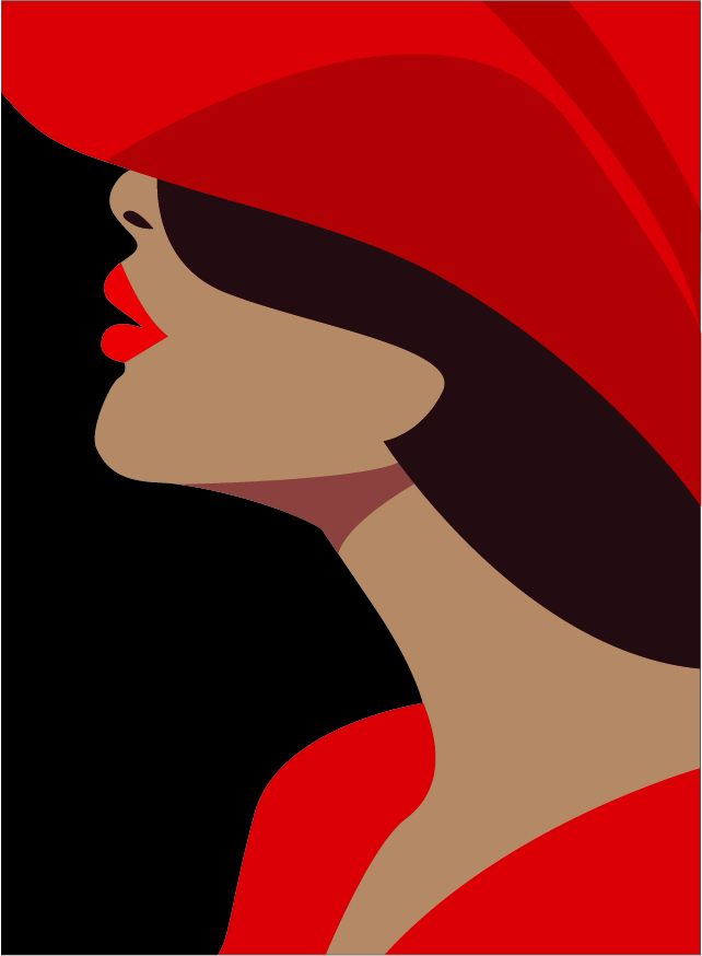 Portrait d'une femme portant un chapeau rouge